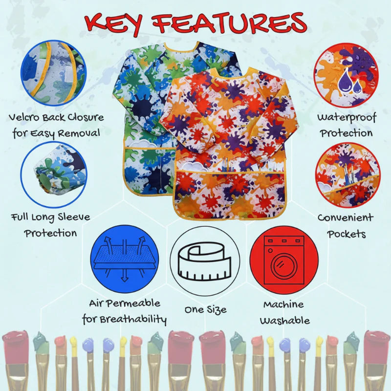 ArtEase – Värikäs ja vettä hylkivä – maalaustakki lapsille