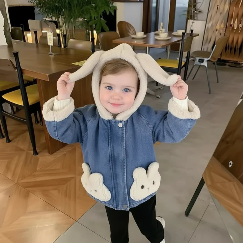 Girls Bunny Denim Coat – Warm & Comfort – Lasten takki
