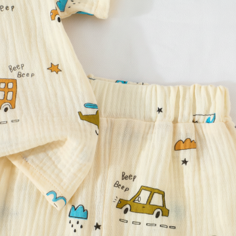 Dinosaur & Car Print Outfit – Tyylikäs ja leikkisä – kesävaatesetti