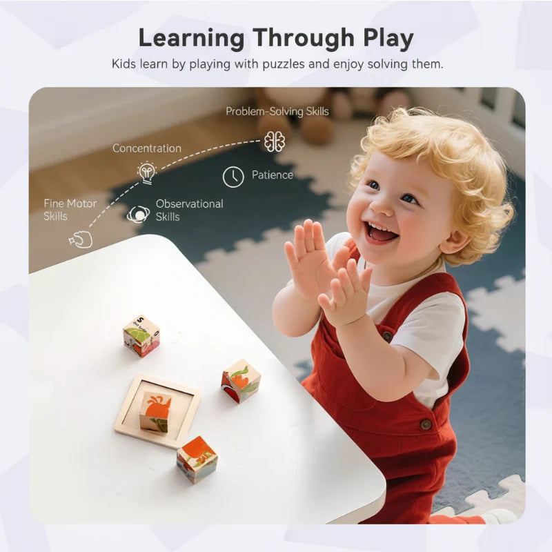 WoodMind – Luova ja opettavainen – 6-in-1 Montessori-eläinpuupalapeli
