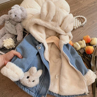 Thumbnail for Girls Bunny Denim Coat – Warm & Comfort – Lasten takki