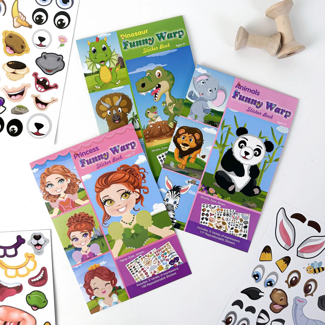 Funny Faces™ – Eläinten hauskaa & tarttumalla hauskaa – Uudelleenkäytettävä tarra kirja