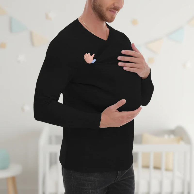 Kangaroo Pocket Shirt – Mukava ja kätevä – Miesten T-paita-vauvankantokoppa