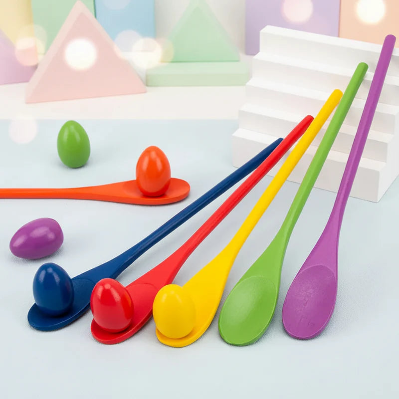 Wooden Egg Spoon Game – Motoriset taidot ja oppiminen – Munakilpailu-tasapainopeli