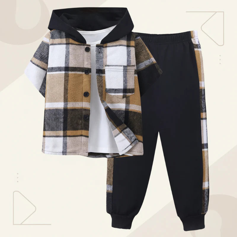 Boys Checkered Outfit – Trendikäs ja mukava – Ruudullinen lastenvaatesetti