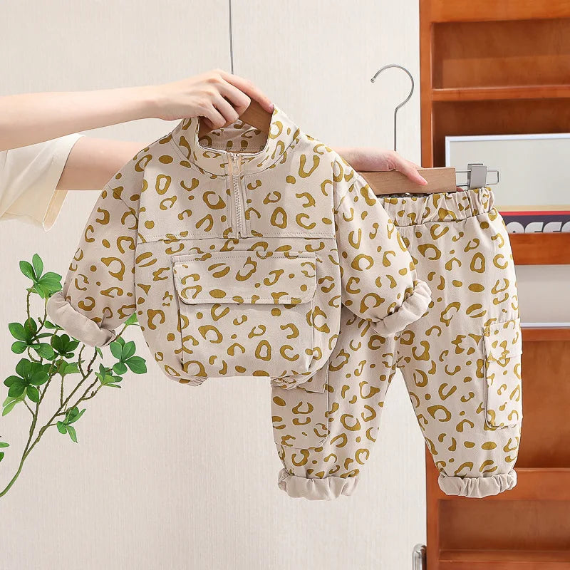 Mini Fashion™ -Tyylikäs leopardi printti - 2-osainen vaatesetti