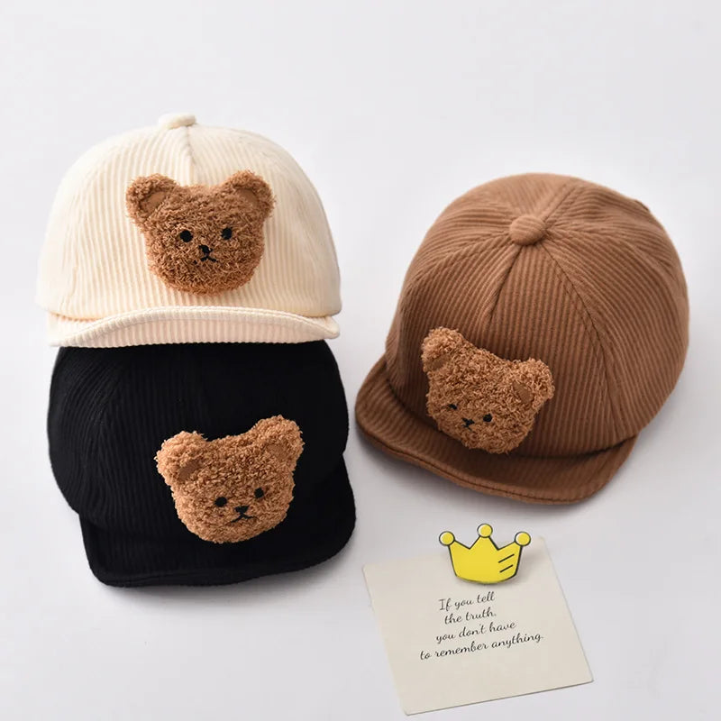 Mini Fashion - Kova ja söpö - Corduroy-lastenlippalakki Karhu