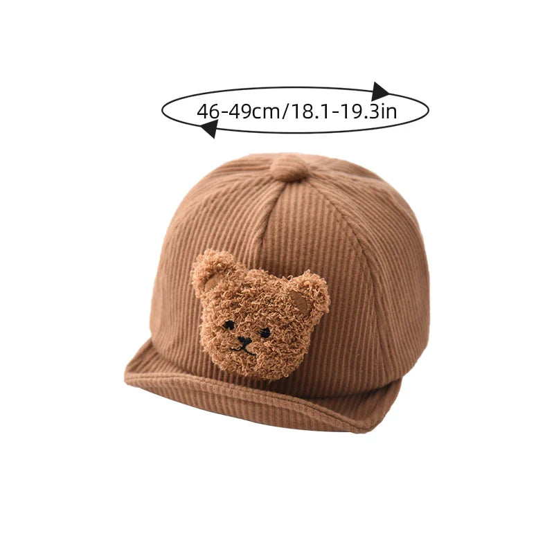 Mini Fashion - Kova ja söpö - Corduroy-lastenlippalakki Karhu