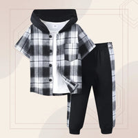Thumbnail for Boys Checkered Outfit – Trendikäs ja mukava – Ruudullinen lastenvaatesetti