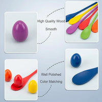 Thumbnail for Wooden Egg Spoon Game – Motoriset taidot ja oppiminen – Munakilpailu-tasapainopeli