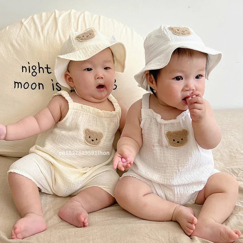 Mini Fashion™ - Viileä & mukava - Vauvan kesäasu + hattu
