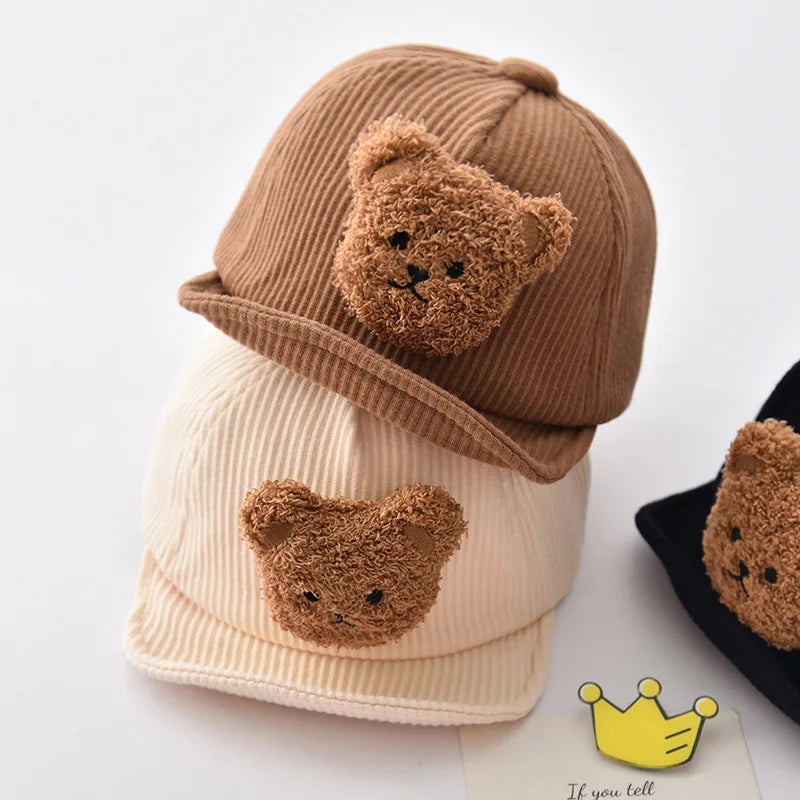 Mini Fashion - Kova ja söpö - Corduroy-lastenlippalakki Karhu