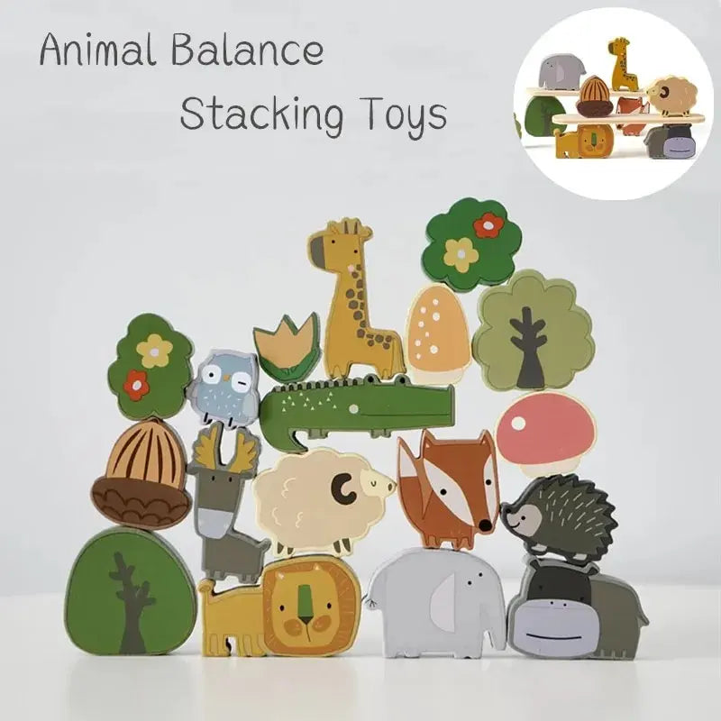 Animal Stackers™ - Ohut pinoaminen - Puueläimet Pinoamislelut