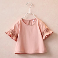 Thumbnail for Girls Trumpet Sleeve Top – Elegantti ja mukava – Pitsihihainen