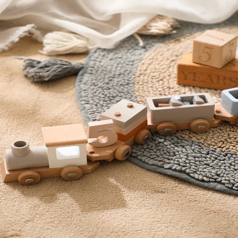 TrainCount –  Klassinen ja opettavainen – puinen Montessori-juna