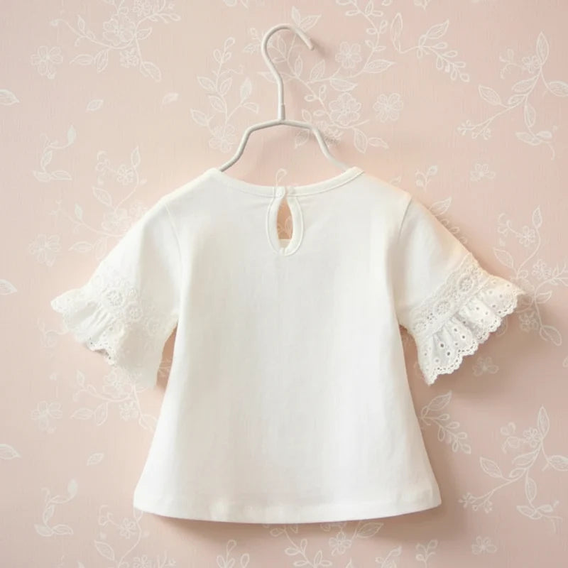 Girls Trumpet Sleeve Top – Elegantti ja mukava – Pitsihihainen