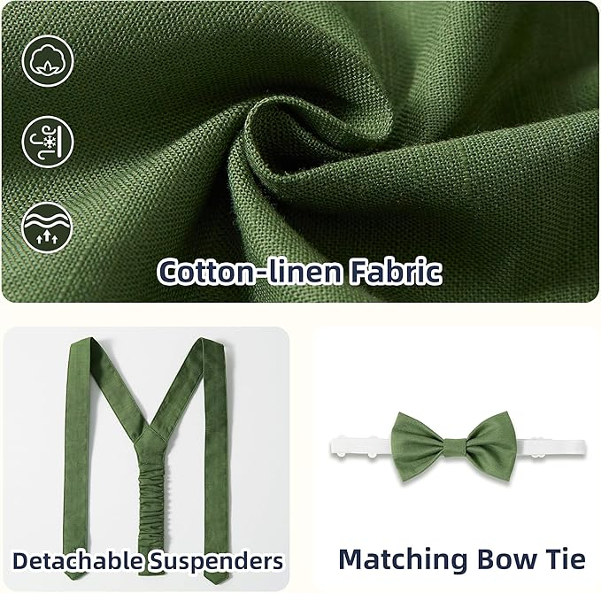 LittleDandy – Klassinen ja tyylikäs – Puuvillaiset shortsit henkseleillä ja rusetilla