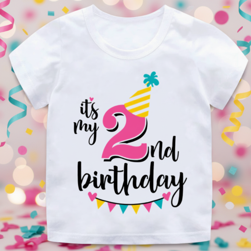 Birthday Graphic Tee – Söpö ja kevyt – Lasten syntymäpäivä-T-paita