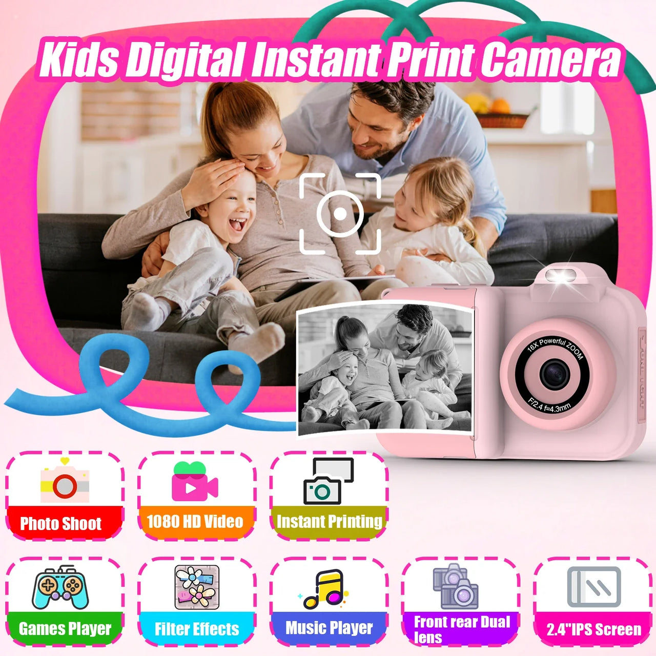 Instant Print Camera – Luova ja interaktiivinen – Instant-lastenkamera