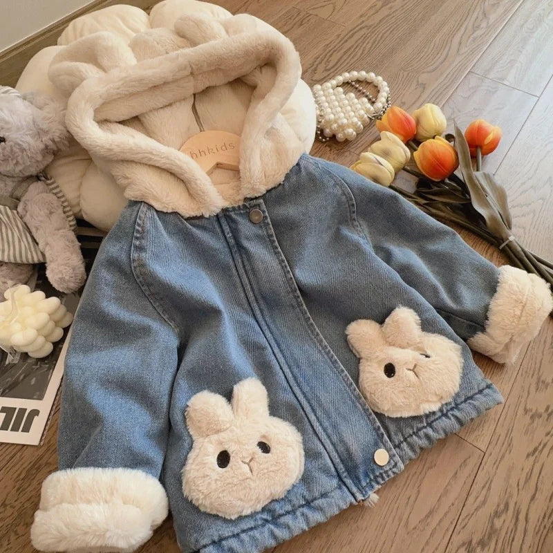 Girls Bunny Denim Coat – Warm & Comfort – Lasten takki