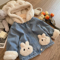 Thumbnail for Girls Bunny Denim Coat – Warm & Comfort – Lasten takki