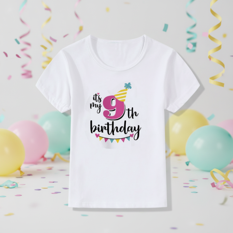 Birthday Graphic Tee – Söpö ja kevyt – Lasten syntymäpäivä-T-paita