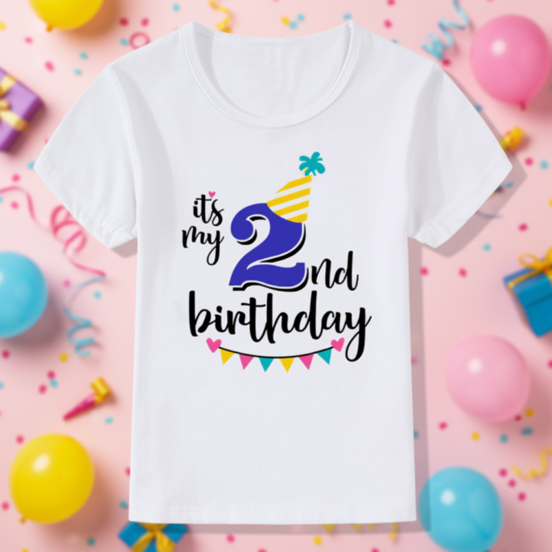 Birthday Graphic Tee – Söpö ja kevyt – Lasten syntymäpäivä-T-paita