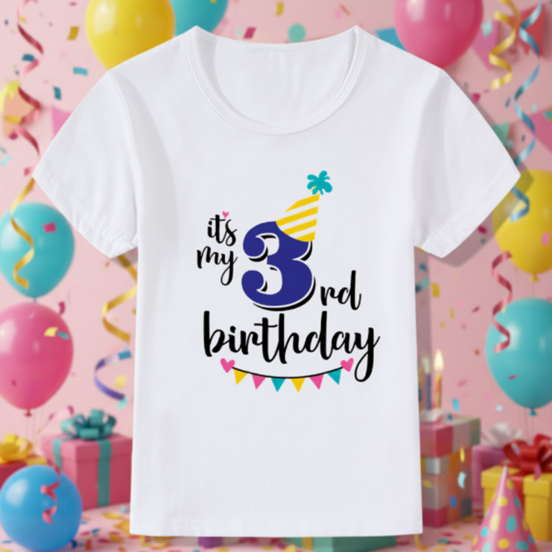 Birthday Graphic Tee – Söpö ja kevyt – Lasten syntymäpäivä-T-paita