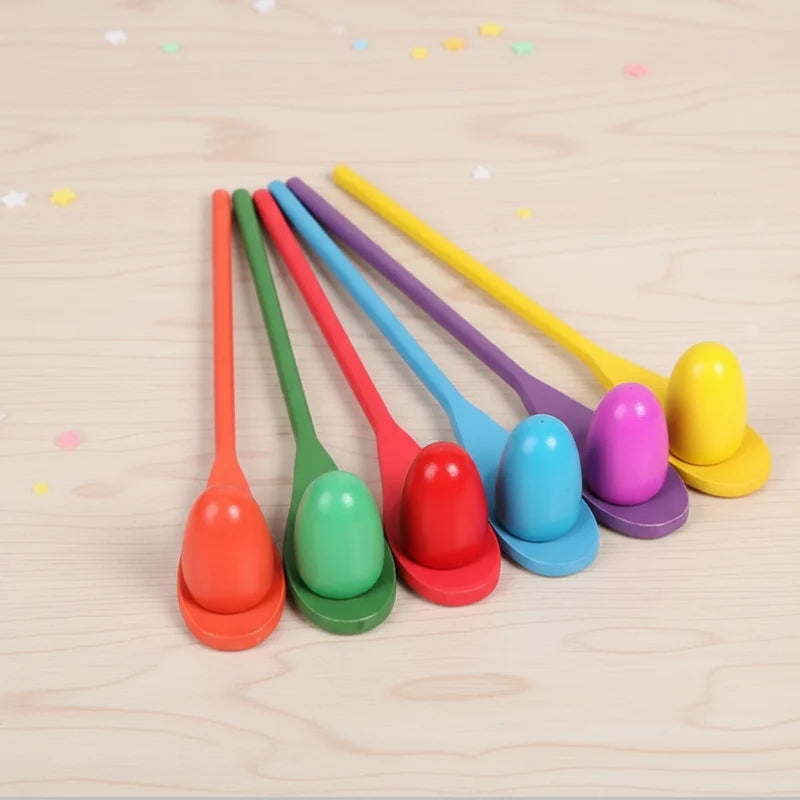 Wooden Egg Spoon Game – Motoriset taidot ja oppiminen – Munakilpailu-tasapainopeli