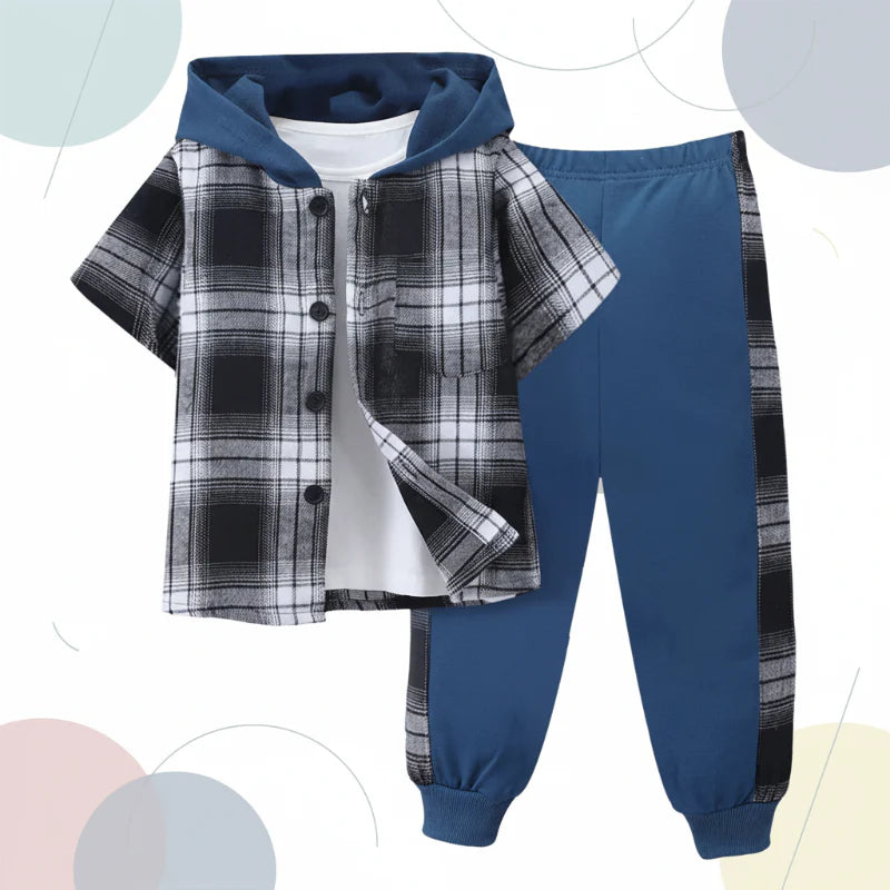 Boys Checkered Outfit – Trendikäs ja mukava – Ruudullinen lastenvaatesetti