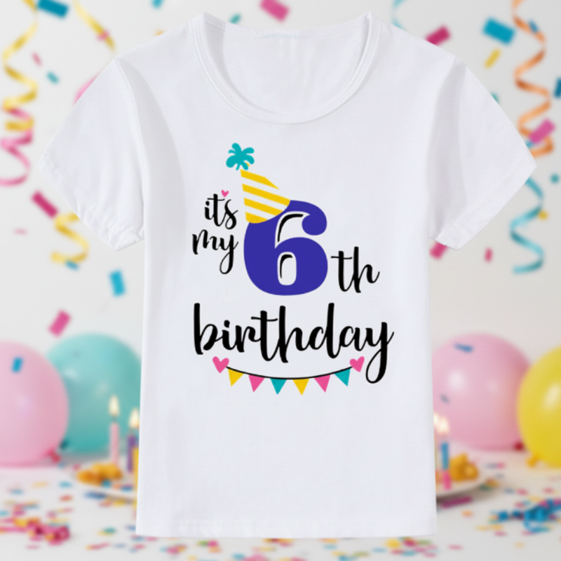 Birthday Graphic Tee – Söpö ja kevyt – Lasten syntymäpäivä-T-paita