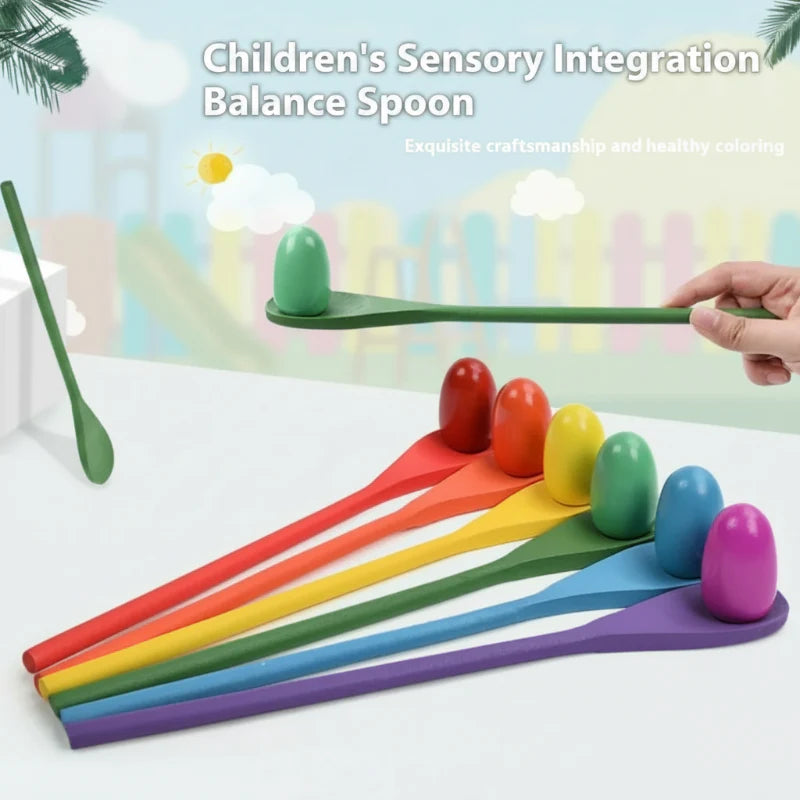 Wooden Egg Spoon Game – Motoriset taidot ja oppiminen – Munakilpailu-tasapainopeli