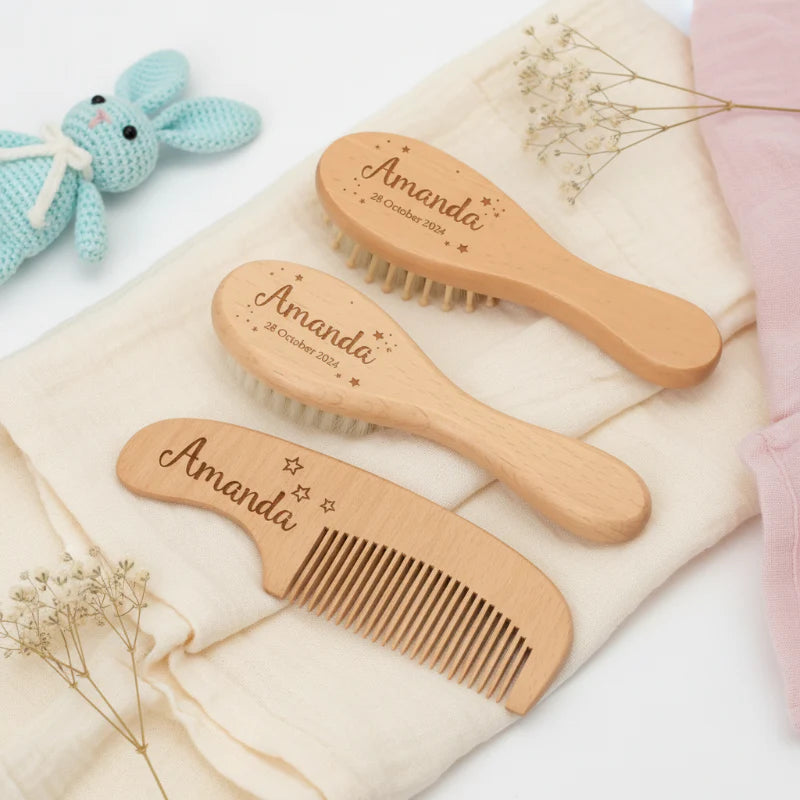 Personalized Hairbrush – Pehmeä ja ainutlaatuinen – yksilöllinen vauvan hiusharjasetti