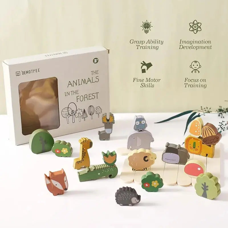 Animal Stackers™ - Ohut pinoaminen - Puueläimet Pinoamislelut