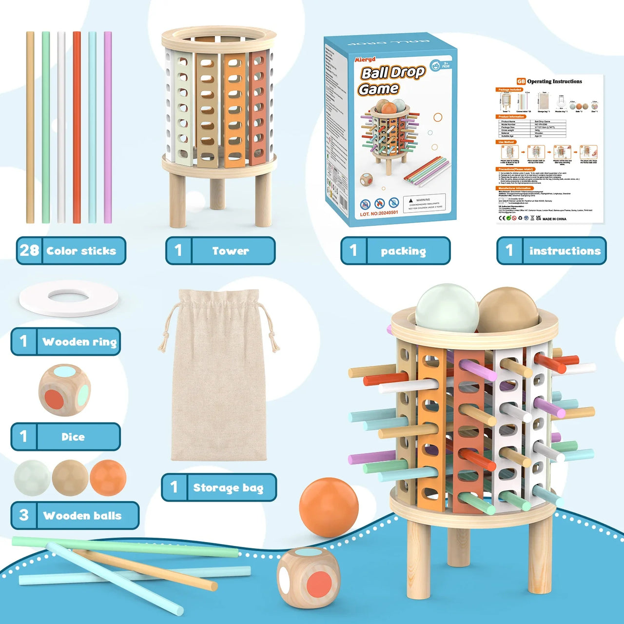 Balance Tower™ – Pinoaminen ja laskeminen – Puinen ajattelupeli
