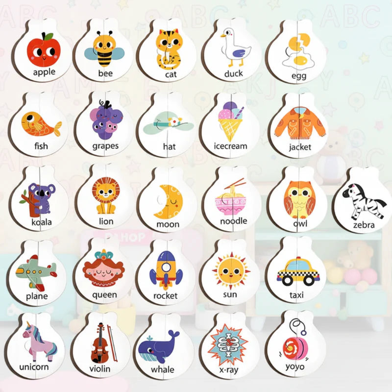 Wooden Letter Matching Game – Oppiminen ja leikki – Aakkospalapeli