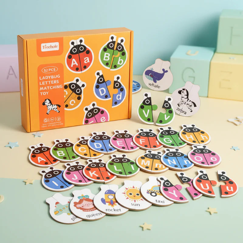 Wooden Letter Matching Game – Oppiminen ja leikki – Aakkospalapeli