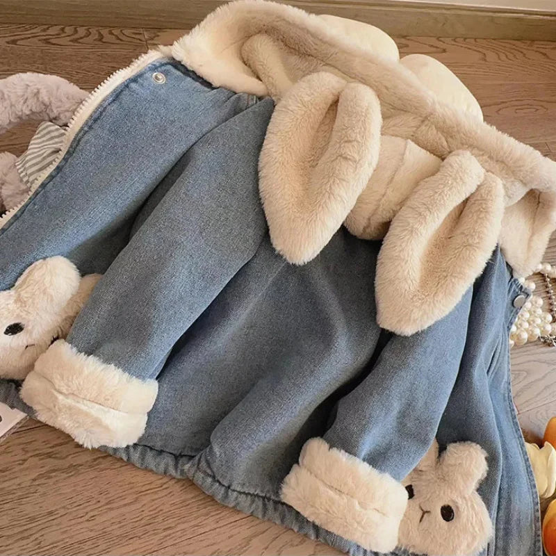Girls Bunny Denim Coat – Warm & Comfort – Lasten takki