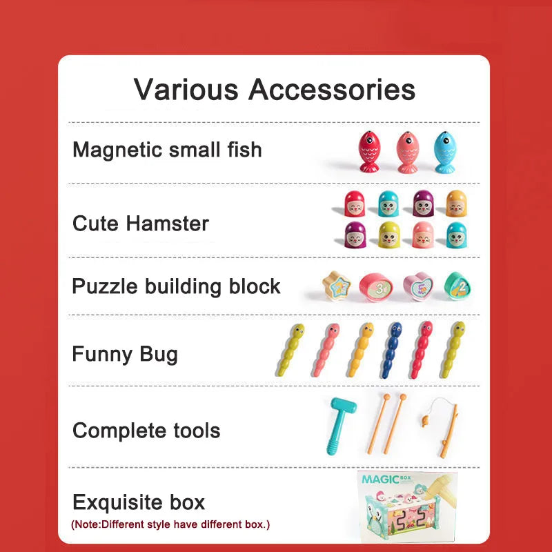 Montessori Hammering Toy – Motoriset taidot ja oppiminen – 8-osainen leikkisetti