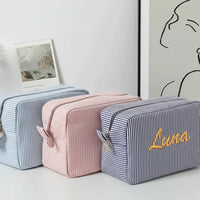 Thumbnail for Striped Name Pouch – Henkilökohtainen ja tyylikäs – meikkipussi
