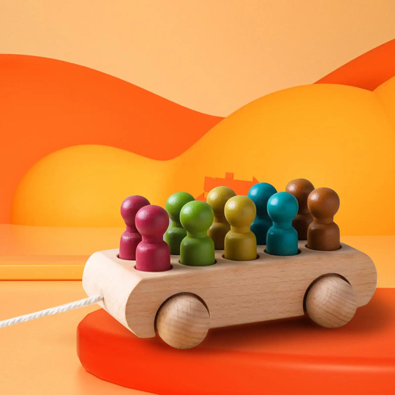 Pop & Roll – Motoriset taidot ja fantasia – Puiset nuket auto setti