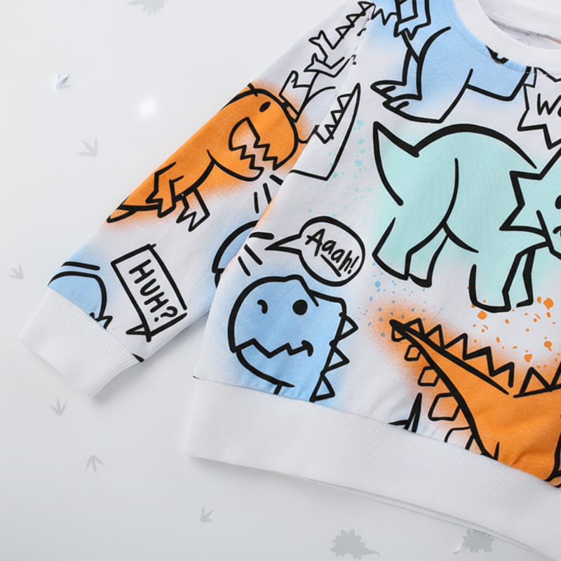 Kids Dinosaur Sweatshirt – Mukavuus ja tyyli – Dino-lasten villapaita