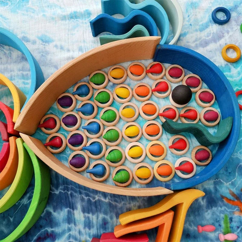 Rainbow Blocks™ – Luova väritys hauskaa – Puinen värityspelisarja