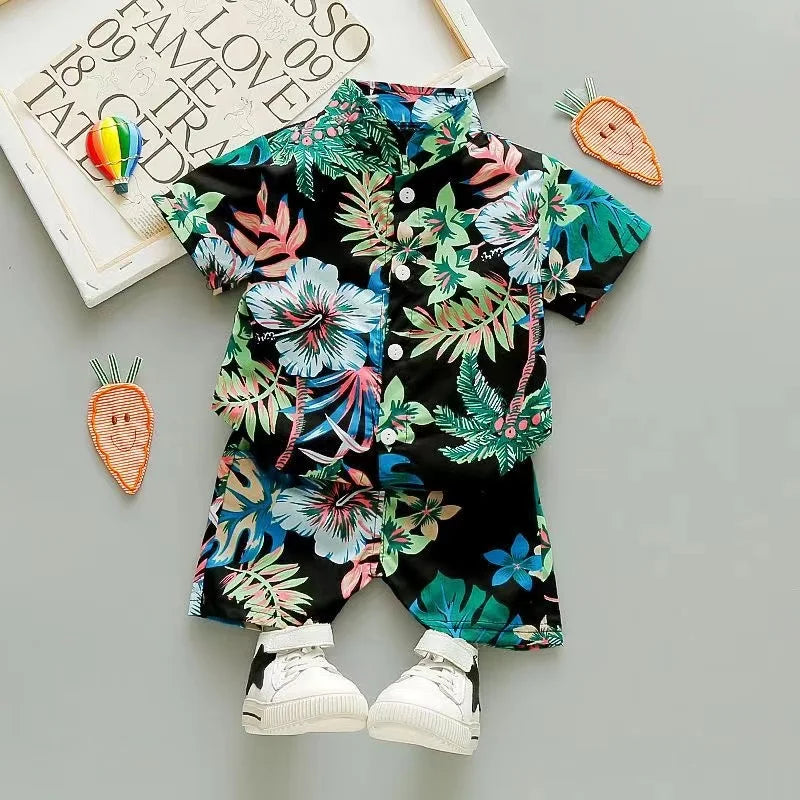 Mini Fashion™ - Raikas & iloinen - Kukkainen poikien setti