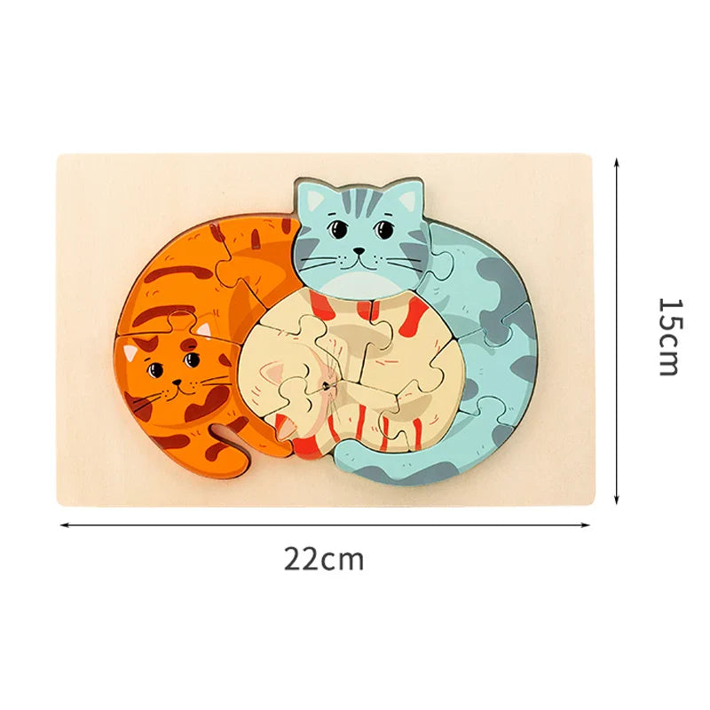Animal Puzzle™ – Tutustu ja opi – Cartoon puinen palapeli