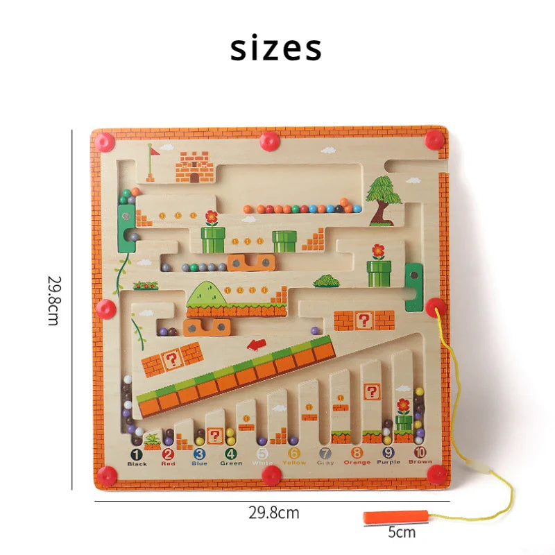 Magnetic Maze™ - Värikästä laskemista - Puinen pelilauta