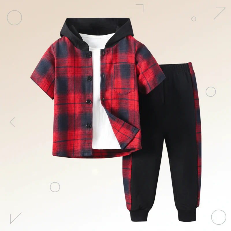 Boys Checkered Outfit – Trendikäs ja mukava – Ruudullinen lastenvaatesetti