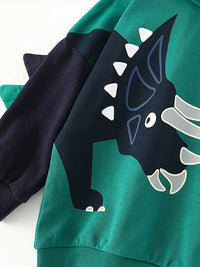 Thumbnail for DinoStyle – Lämmin ja hengittävä – huppari, jossa Triceratops-kuvio