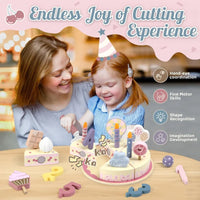Thumbnail for Wooden Cake Cutting Toy – Luovuus ja roolileikki – Puinen syntymäpäiväkakku