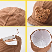 Thumbnail for Mini Fashion - Kova ja söpö - Corduroy-lastenlippalakki Karhu
